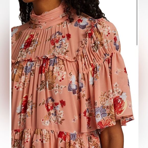 Cinq a Sept Jamie Floral Georgette Tiered Maxi Dress 4 - Picture 3 of 7